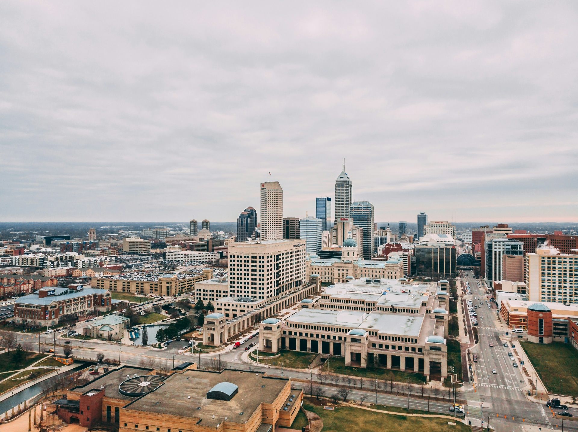 Aerial view of the Indianapolis skyline